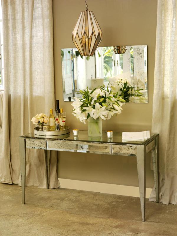 Mirror Console Table Hallway Dressing Table Stool Mirrored