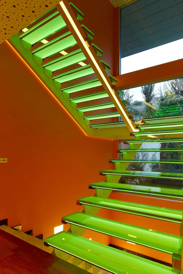 Orange House in Turkey - green staircase