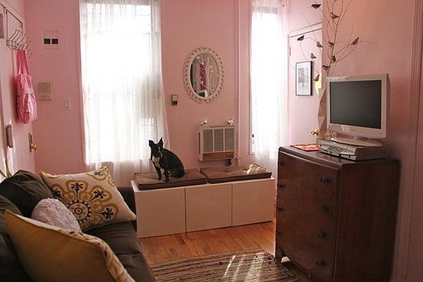 Small Apartment Design with Exposed Bricks Walls - tiny living room