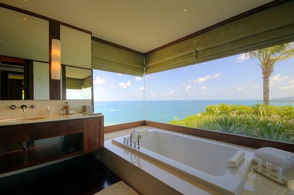 Thai Luxury Seaside Villa - bathroom with amazing views