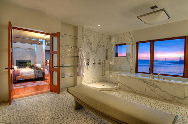 Villa Belvedere - San Francisco - Decoist 21 - master bedroom with ensuite bathroom decorating