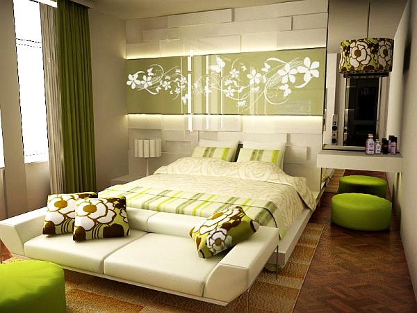 beautiful green inspired bedroom decoration