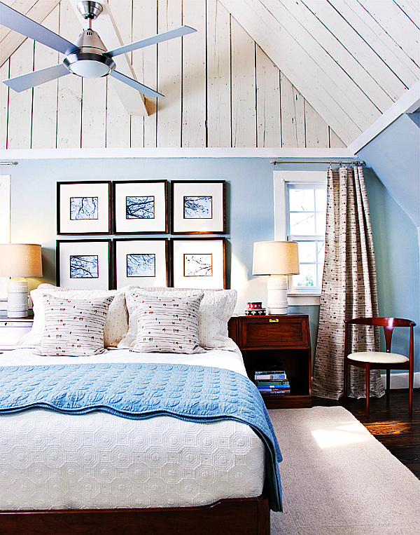 beautiful-modern-blue-and-white-bedroom-in-attic