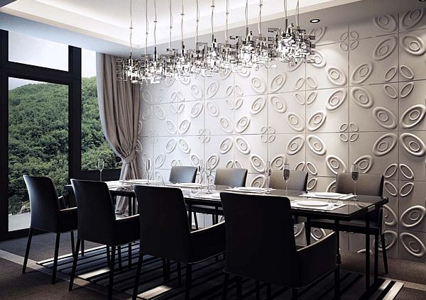 black and white dining room wall design