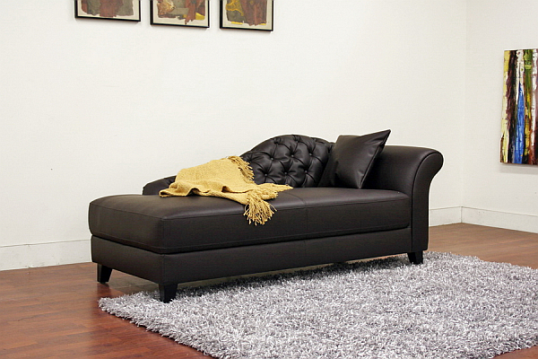 black leather chaise lounge