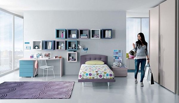 contemporary teen room - purple and white accents