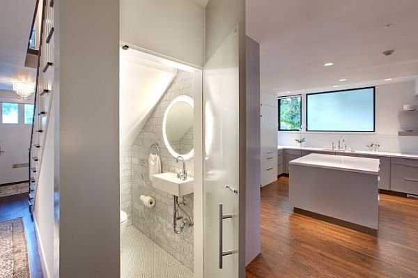 contemporary white powder room