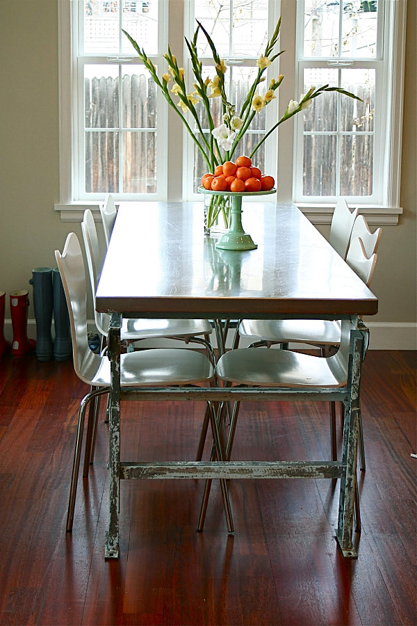 industrial metal dining table