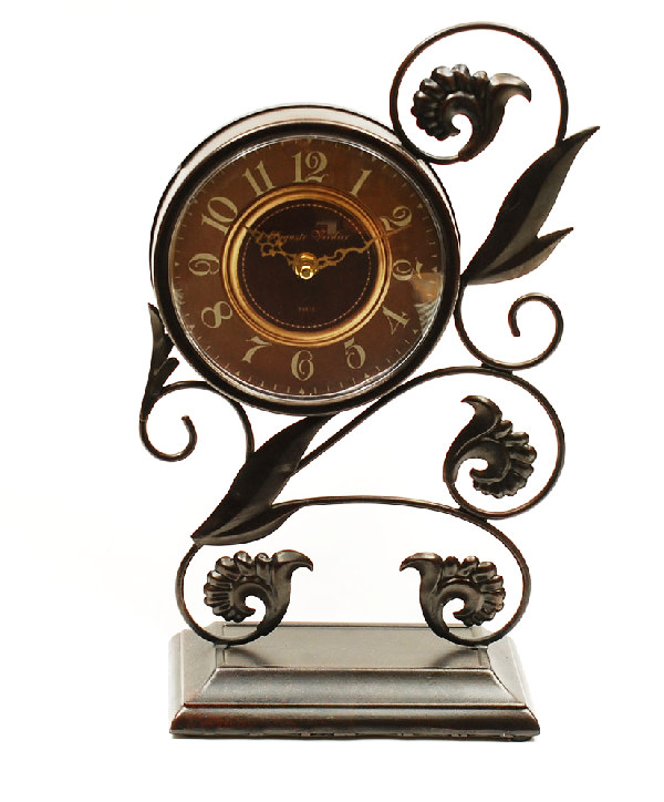 iron decorated table clock
