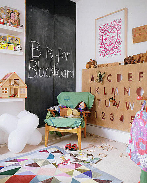 kids room blackboard wall idea