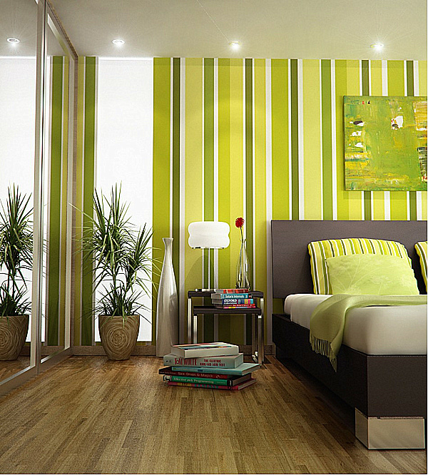 lime-green-striped-bedroom