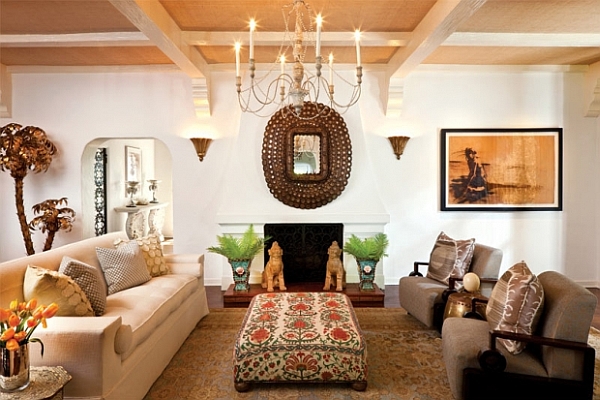 living room with antiques and cozy furniture