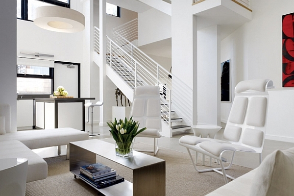 luxurious bright living room - all white