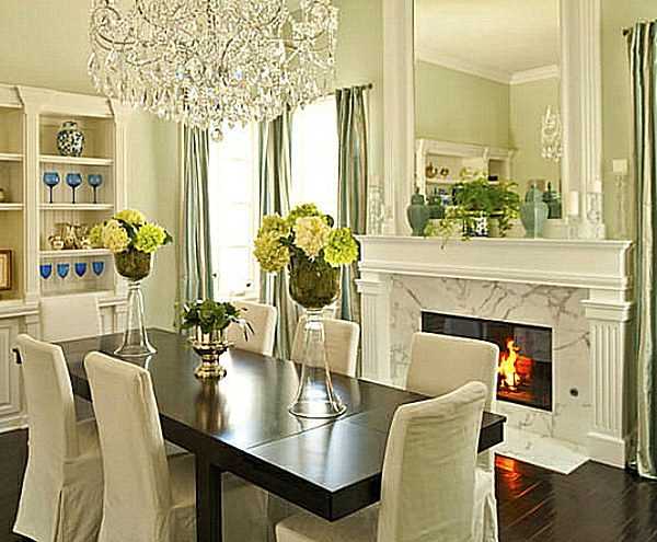 Mint Green And Grey Dining Room