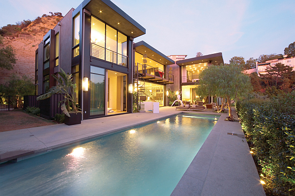 modern house with large pool