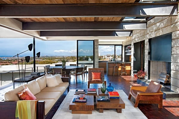modern living room with great views