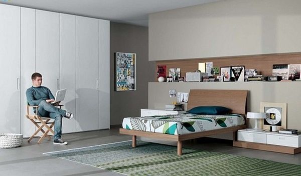 modern teenagers room - neutral colors furniture