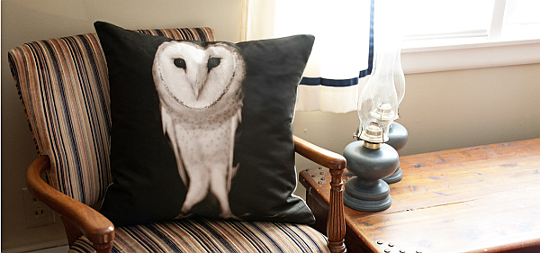 owl pillow cushion for rustic interiors