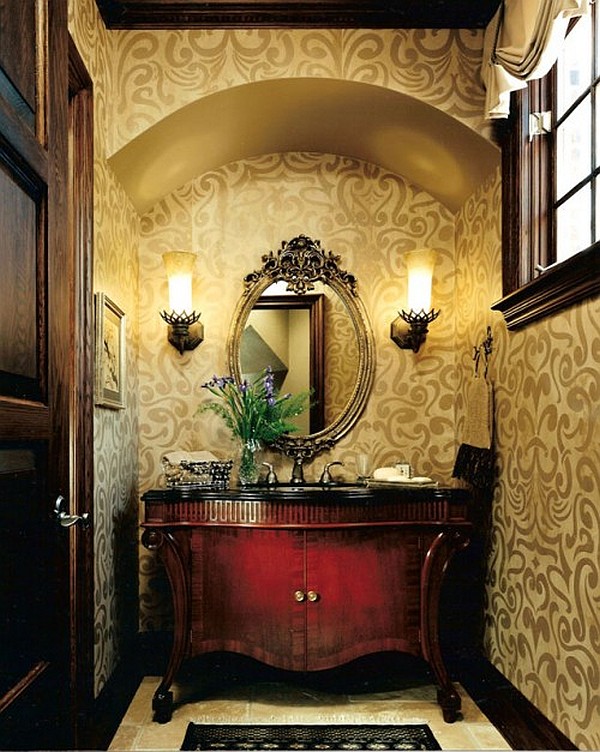 powder-room-guest-bathroom-decor-with-floral-wallpaper