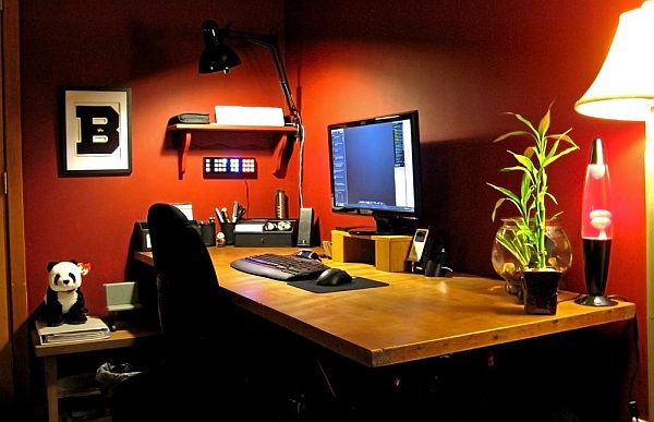 red-walls-home-office-desk