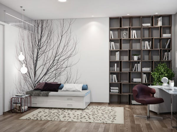 spacious modern ukranian apartment 10 - bookshelves design