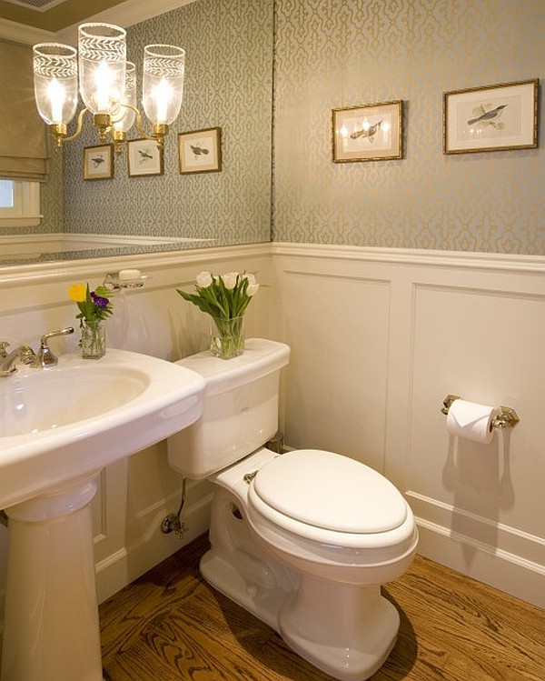 traditional white powder room