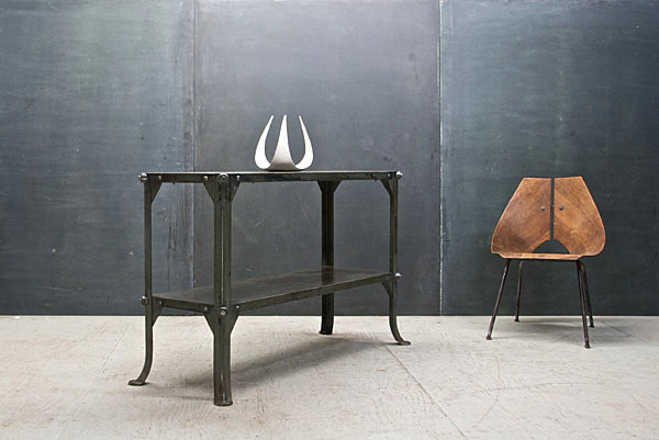 vintage metal industrial console