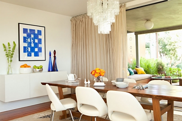 white dining room with modern elements