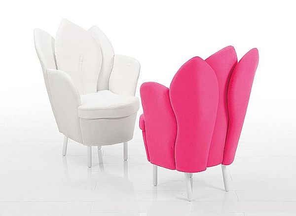 white pink leather chair - morning dew