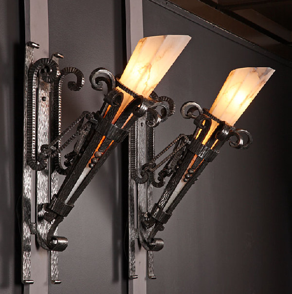 wrought iron art deco sconces