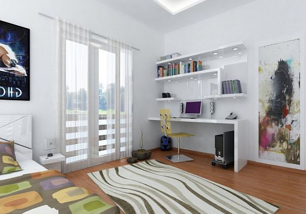 young teen room - white furniture decor and colored accessories