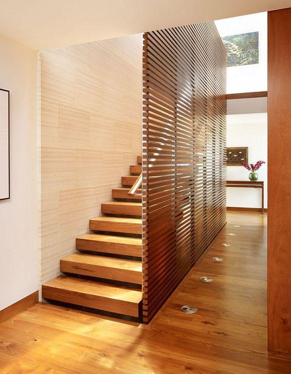 33 Street Residence - Manhattan Beach, California 8 -- wooden panel staircase