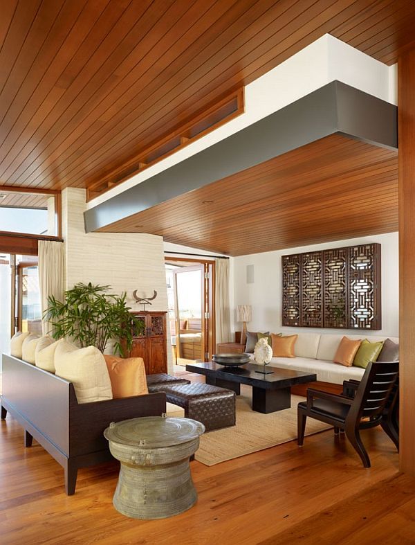 33 Street Residence - Manhattan Beach, California 9 - wooden walls living room