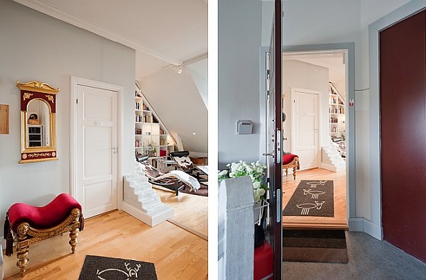 Attic Apartment Decoration 4 - red and black hallway design