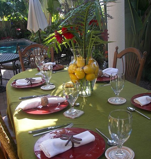 DIY dining table decoration with lemons