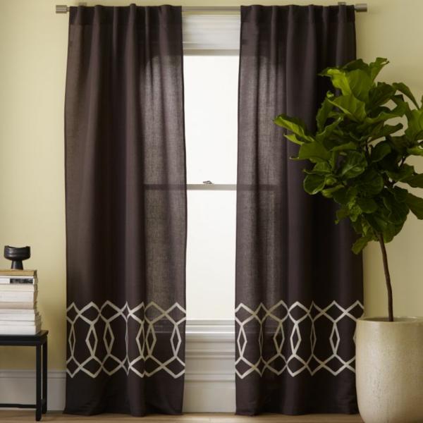 Moroccan lattice print modern curtain panels