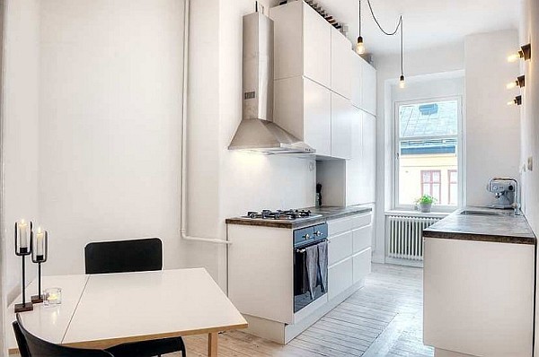 One Bedroom Apartment Stockholm 4 - white kitchen with medieval accents