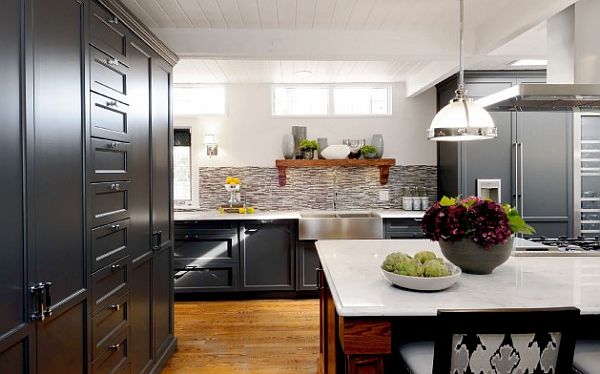 Sask Cres Kitchen with black cabinetry