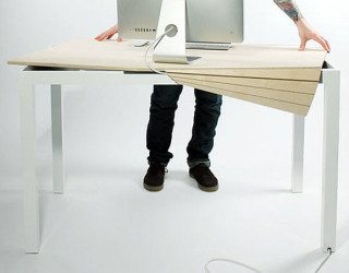 Sleek Tambour Table Promises to Keep Clutter Away from Your Desk