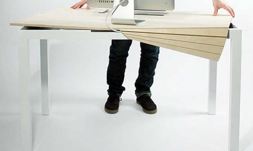 Sleek Tambour Table Promises to Keep Clutter Away from Your Desk