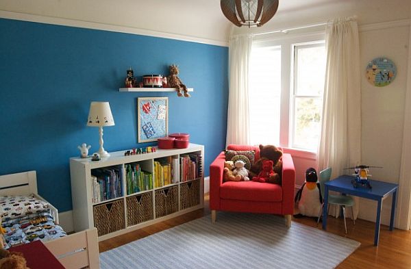 blue and red children bedroom