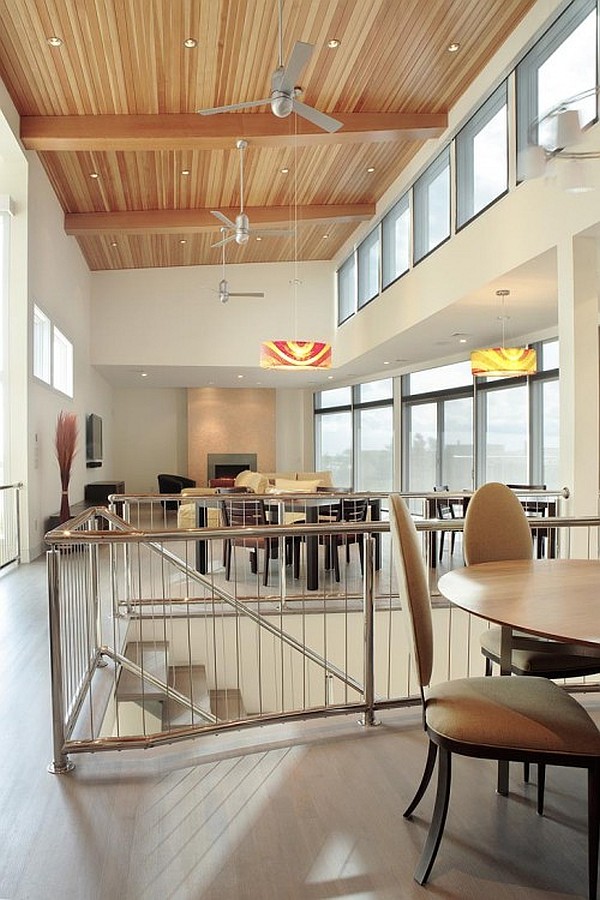 bright living room with high ceiling