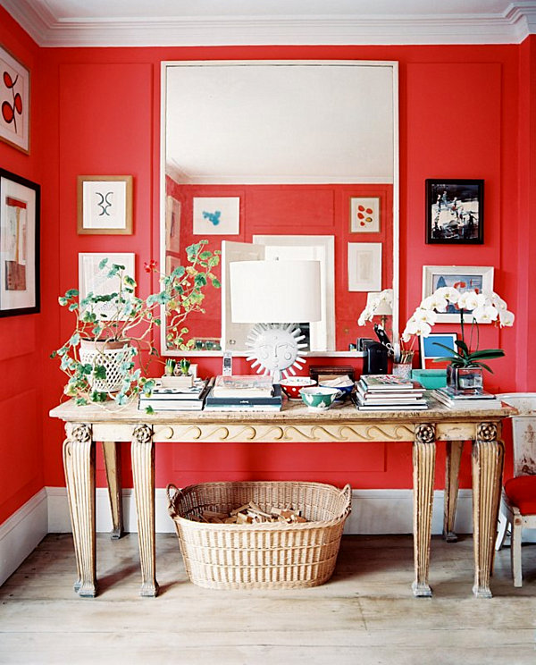 bright ruby red wall