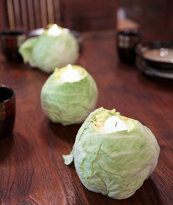 cabbage candleholders