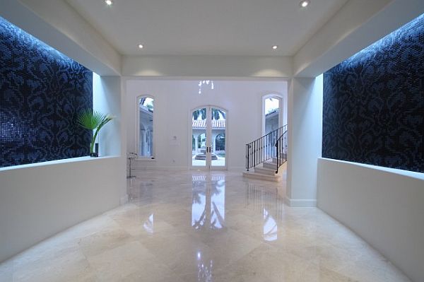 charming hallway design with marble flooring