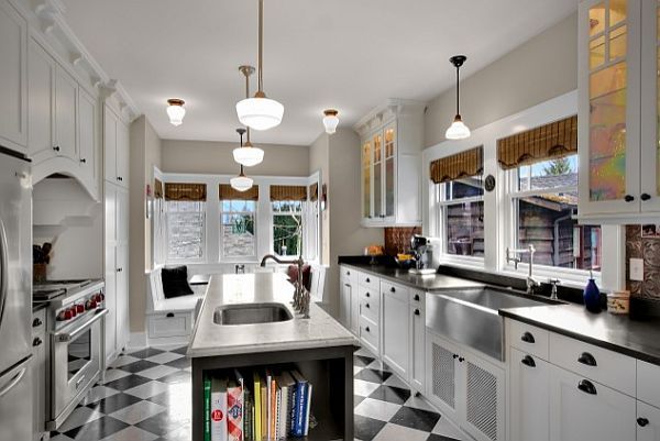 checkered-black-and-white-kitchen-flooring