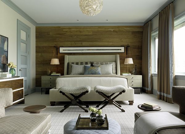 chic wooden wall in bedroom