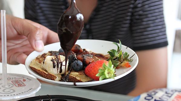 chocolate dessert with fruits