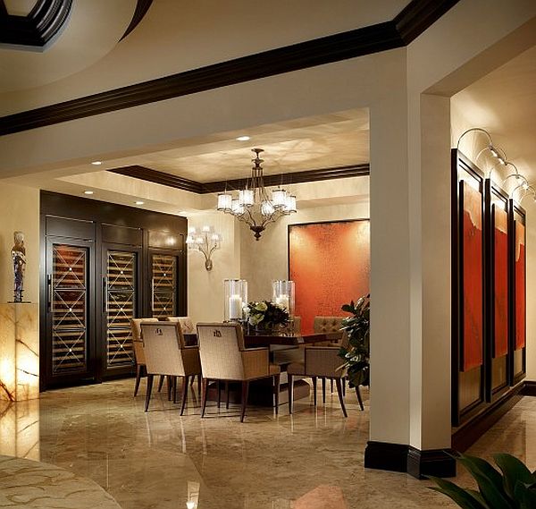 classic dining room with marble flooring