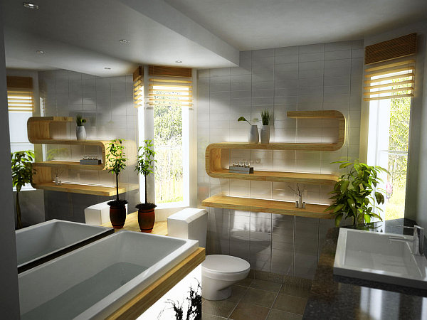 contemporary bathroom decoration with fancy lights fixtures